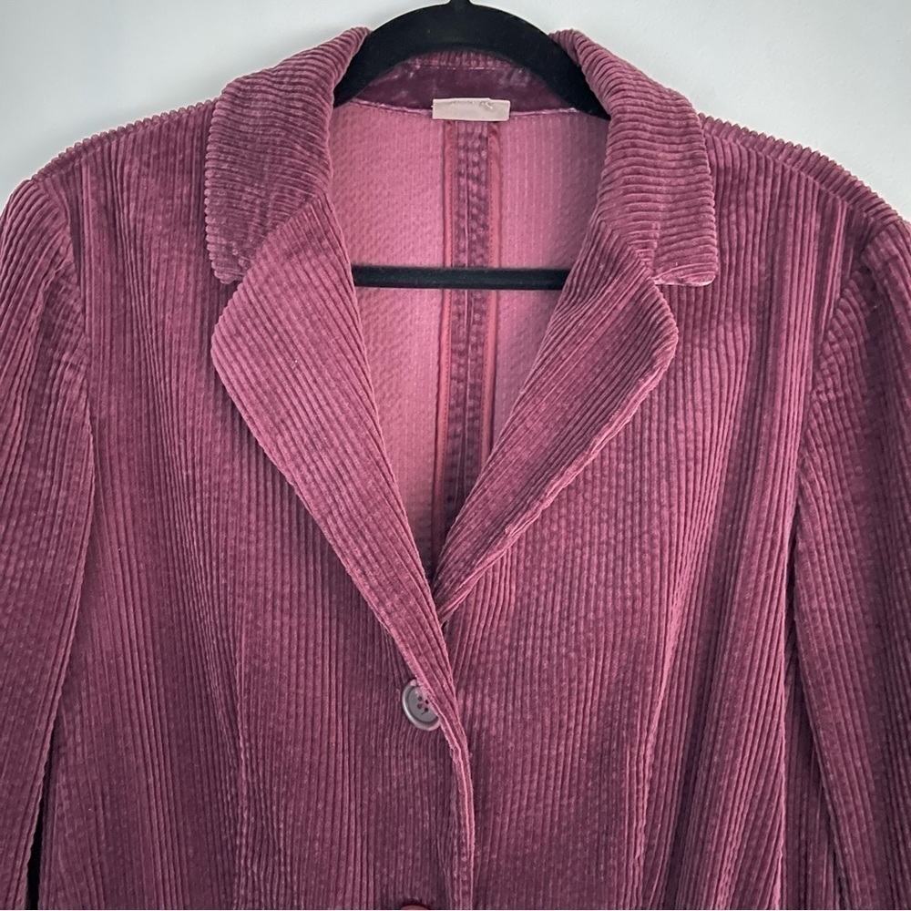 J. Jill Wide Wale Corduroy Velvet Trip Chore Jacket Coat Purple Plum Shacket - Picture 5 of 13